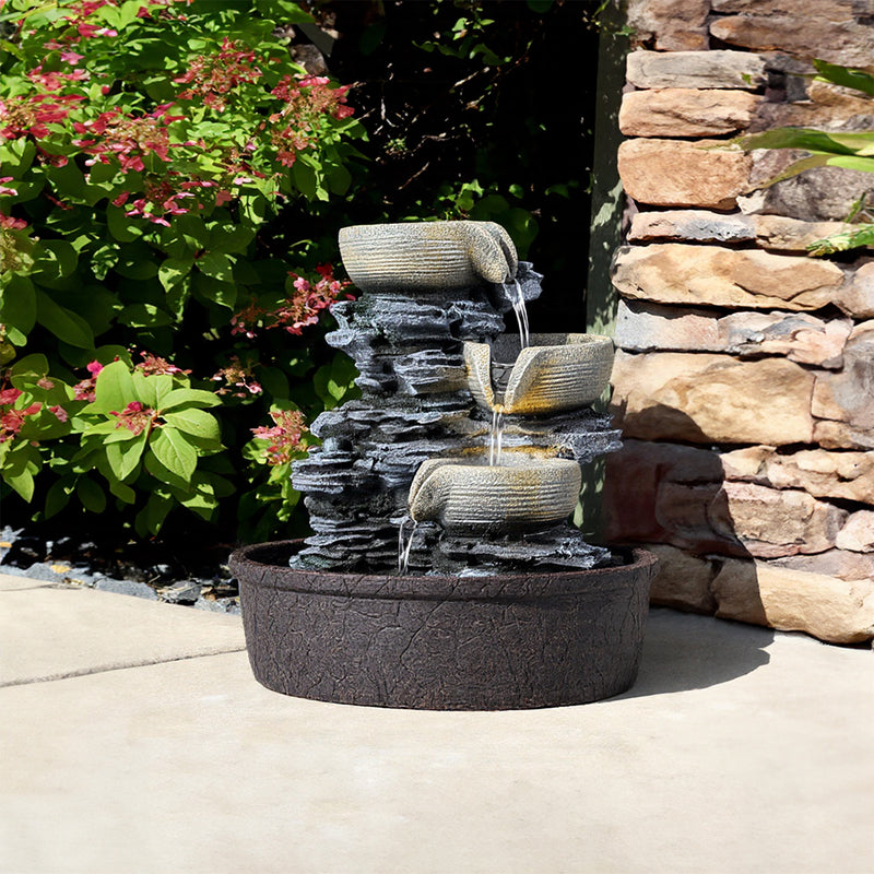 Breeins Tabletop Waterfall Fountain with LED Lighting