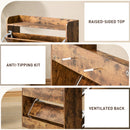 HOMCOM Narrow Shoe Cabinet Farmhouse Slim Shoe Storage Cabinet Rustic Brown