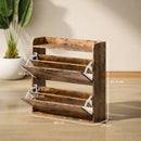 HOMCOM Narrow Shoe Cabinet Farmhouse Slim Shoe Storage Cabinet Rustic Brown