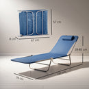 Outsunny Adjustable Sun Bed Garden Lounger Recliner Relaxing Camping Blue