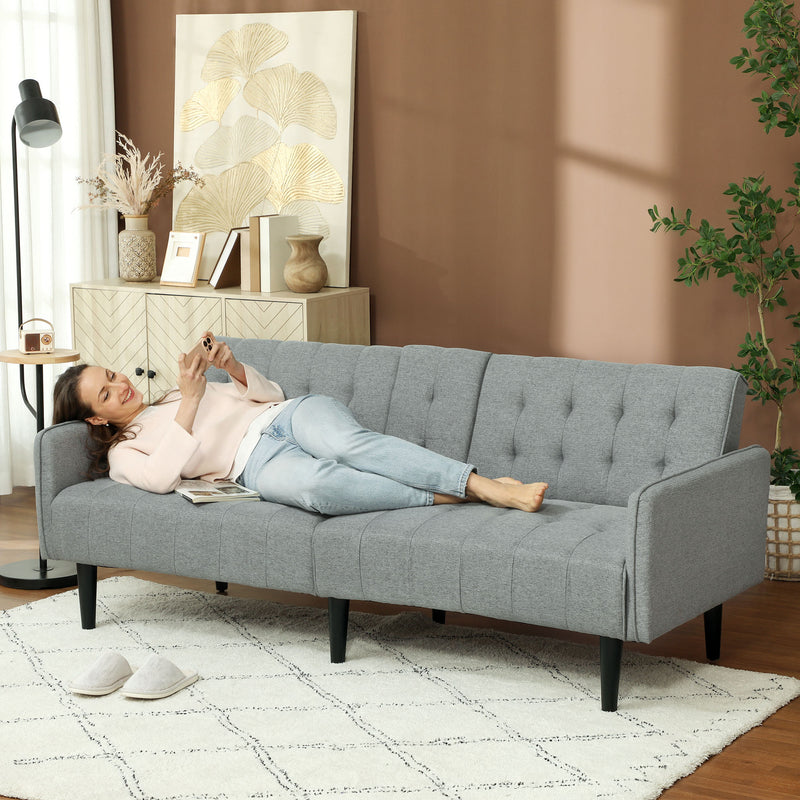 HOMCOM Upholstered Sofa Bed 3 Seater Home Theater With Storage