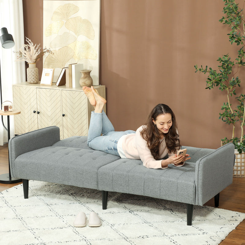HOMCOM Upholstered Sofa Bed 3 Seater Home Theater With Storage