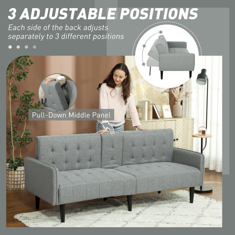 HOMCOM Upholstered Sofa Bed 3 Seater Home Theater With Storage