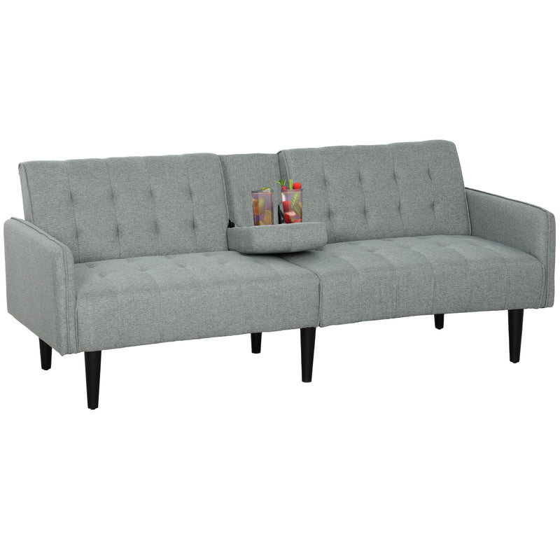 HOMCOM Upholstered Sofa Bed 3 Seater Home Theater With Storage