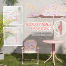 AIYAPLAY Kids Garden Table and Chair Set, Outdoor Patio Set w/ Parasol, Pink