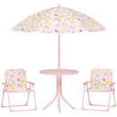 AIYAPLAY Kids Garden Table and Chair Set, Outdoor Patio Set w/ Parasol, Pink