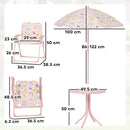 AIYAPLAY Kids Garden Table and Chair Set, Outdoor Patio Set w/ Parasol, Pink