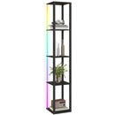 HOMCOM RGB LED Floor Lamp with Shelves and Remote Control for Bedroom
