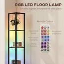 HOMCOM RGB LED Floor Lamp with Shelves and Remote Control for Bedroom