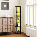 HOMCOM RGB LED Floor Lamp with Shelves and Remote Control for Bedroom