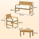 Outsunny 4 Seater Wooden Garden Furniture Set with Loveseat, Chairs, Table