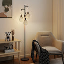 HOMCOM Industrial 3-Light Floor Lamp Dimmable LED Standing Lamp, Black