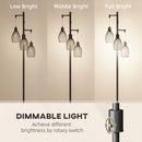 HOMCOM Industrial 3-Light Floor Lamp Dimmable LED Standing Lamp, Black