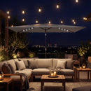 Outsunny 3 x 2 m Garden Parasol Umbrella with Light, Outdoor Patio Umbrella