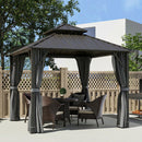 Outsunny 3 X 3(m) Hardtop Gazebo With Metal Roof, Netting And Curtains, Grey
