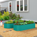 Outsunny Set of 2 Raised Beds for Garden with Metal Plant Stakes, Green