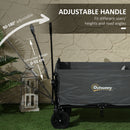 Outsunny 120L Folding Collapsible Wagon With Adjustable Handle, Grey