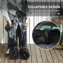 Outsunny 120L Folding Collapsible Wagon With Adjustable Handle, Grey