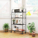 Outsunny 4-Tier Metal Plant Stand, Plants Display Rack with Lockable Wheels