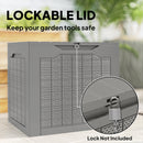 Outsunny 93L Plastic Garden Storage Box, Storage Container w/ Handles Khaki