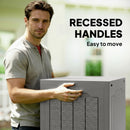 Outsunny 93L Plastic Garden Storage Box, Storage Container w/ Handles Khaki