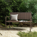 Outsunny Patio Rattan 2 Seater Garden Bench Love Seat Garden Armchair Brown