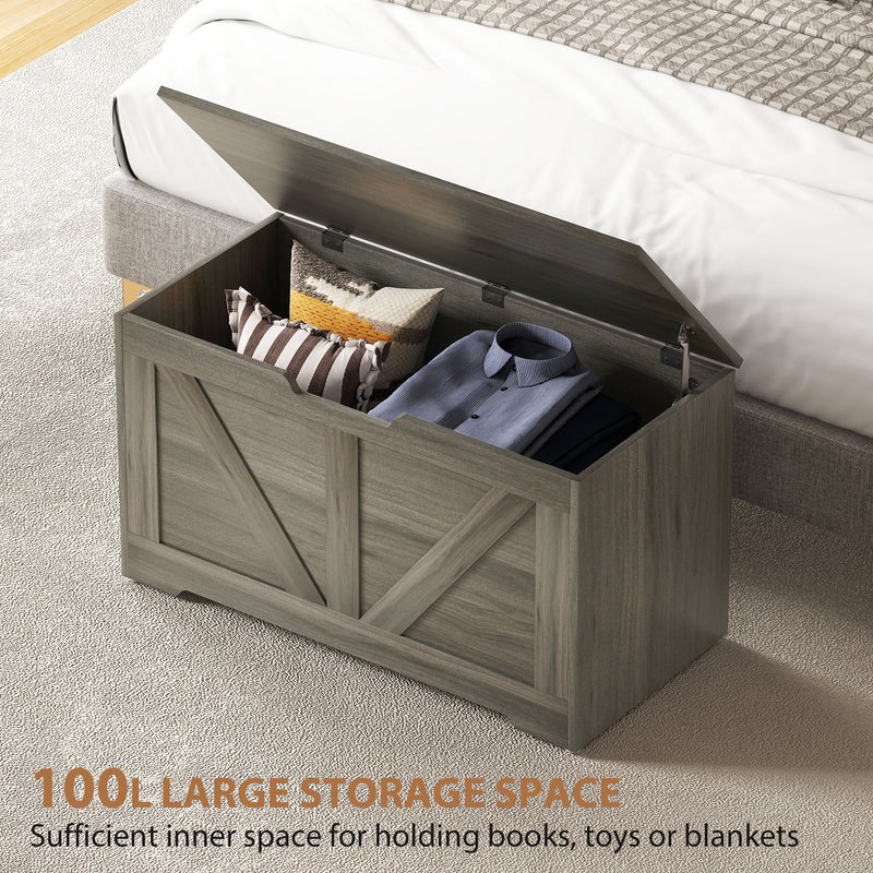 HOMCOM Storage Trunk for Living Room, with Safety Hinges 80cm