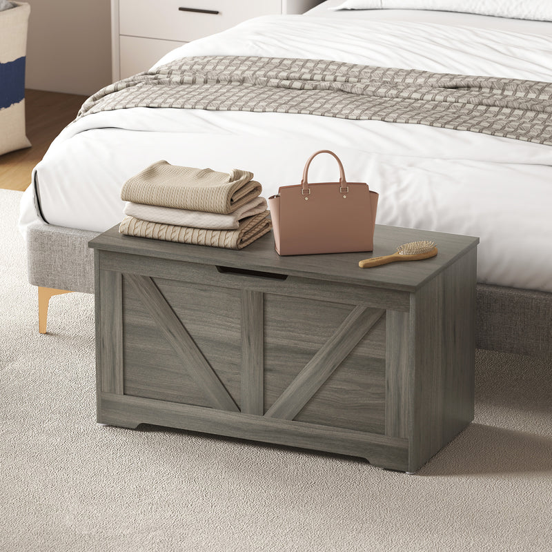 HOMCOM Storage Trunk for Living Room, with Safety Hinges 80cm