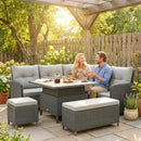 Outsunny 6 PCs Rattan Garden Furniture Sectional Corner Sofa, Dark Grey