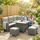 Outsunny 6 PCs Rattan Garden Furniture Sectional Corner Sofa, Dark Grey