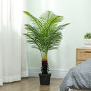 HOMCOM Artificial Areca Palm Tree with PE Leaves and Flocked Soil