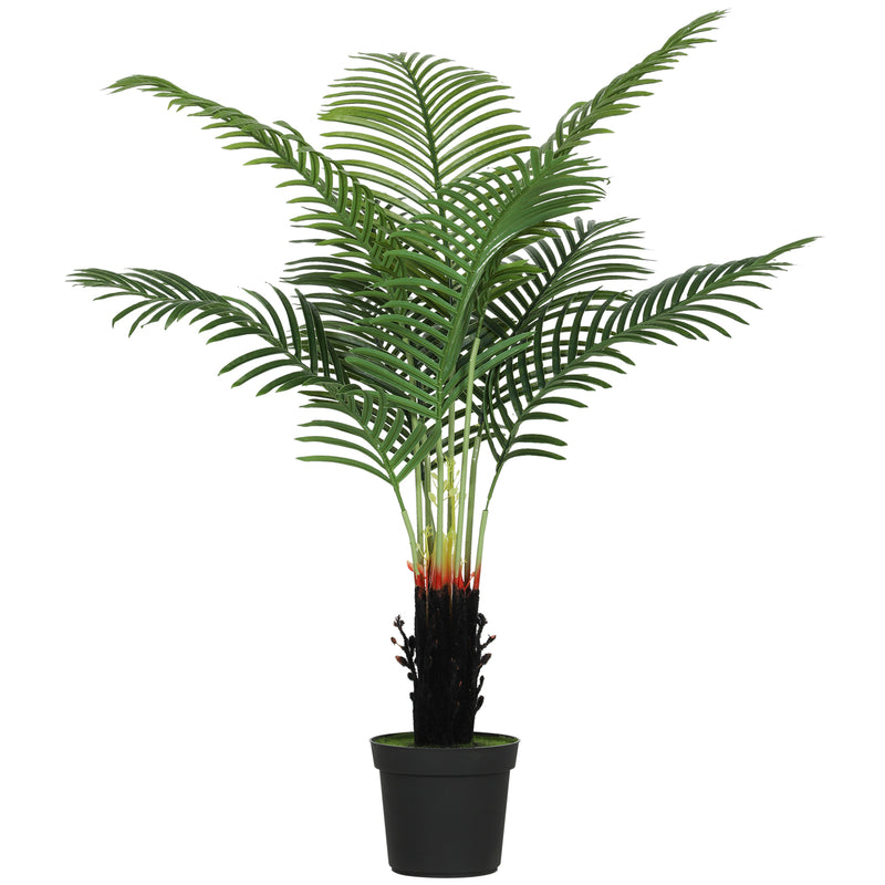 HOMCOM Artificial Areca Palm Tree with PE Leaves and Flocked Soil