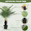 HOMCOM Artificial Areca Palm Tree with PE Leaves and Flocked Soil