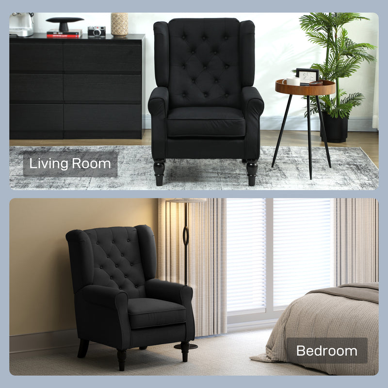 HOMCOM Accent Chair Wingback Armchair Retro Tufted Club Wood Fabric