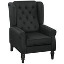 HOMCOM Accent Chair Wingback Armchair Retro Tufted Club Wood Fabric