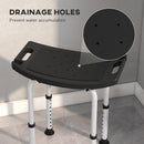 Height Adjustable Shower Stool W/ Non-Slip Foot Pads For Elderly Disabled Black