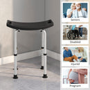 Height Adjustable Shower Stool W/ Non-Slip Foot Pads For Elderly Disabled Black