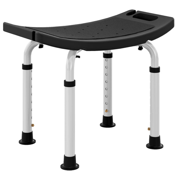 Height Adjustable Shower Stool W/ Non-Slip Foot Pads For Elderly Disabled Black