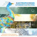 Outsunny Peacock Garden Statue, Metal Garden Gift with Stakes, Multi-Colour