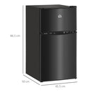 HOMCOM 88L Small Fridge Freezer With 5-Setting Thermostat, Inner Light