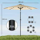 Outsunny 2.6 m Garden Parasol Umbrella with Light, Outdoor Patio Umbrella