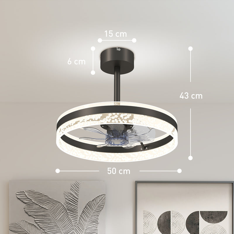 HOMCOM Ceiling Fan Light With 3 Colour, Timer, Reversible, Remote
