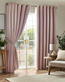 Chenille Blackout Ring Top Curtains Pink