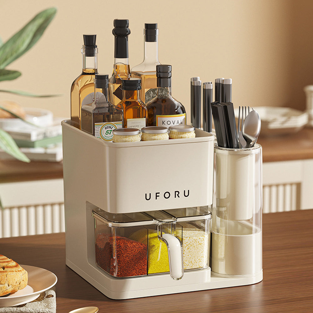 Lifeideas 3-in-1 Kitchen Seasoning Box Spice Rack Knife Block