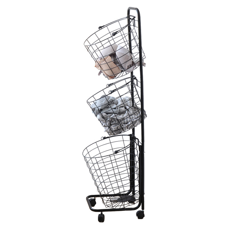 Lifeideas 3-Tier Iron Rolling Laundry Basket with Wheels
