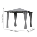 Solar LED Metal Patio Gazebo with Curtains L or XL