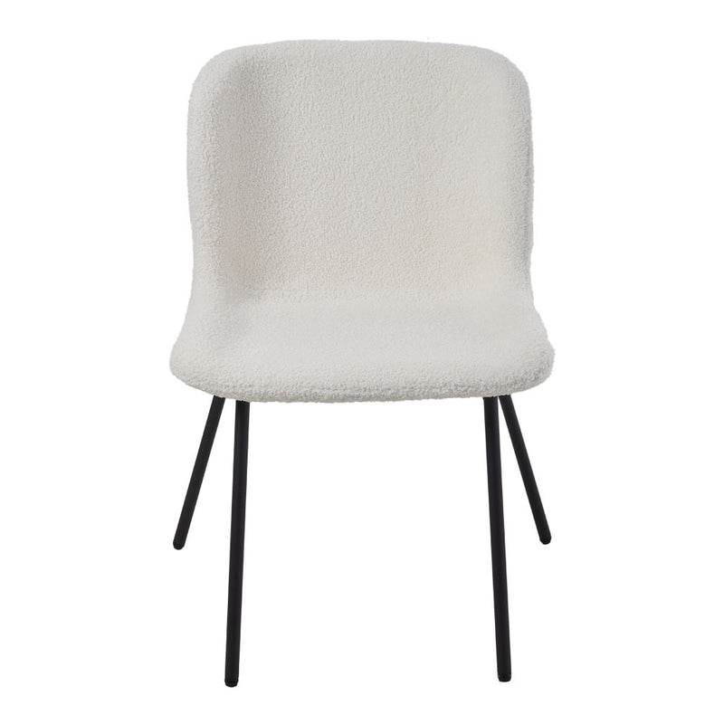 Livingandhome Set of 2 White Teddy Fleece Dining Chairs