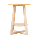 Livingandhome Natural Wood Round Side Table