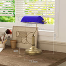 HOMCOM Banker's Table Lamp W/ Antique Bronze Tone Base, White/Blue