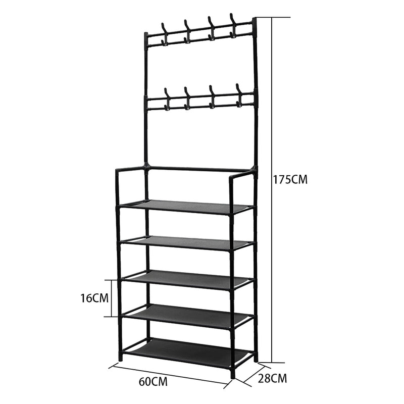 Livingandhome Entryway 5-Tier Shoe and Coat Rack